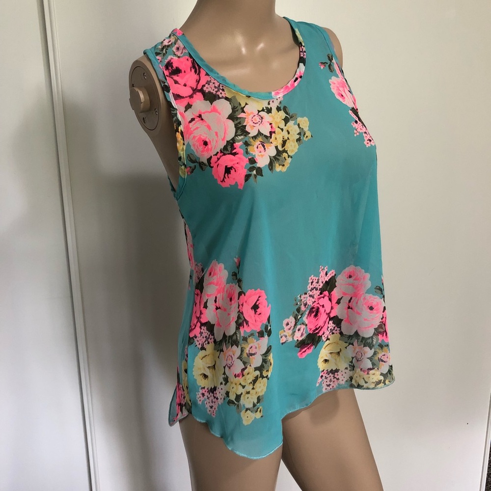 Sheer High Neck Floral Blouse